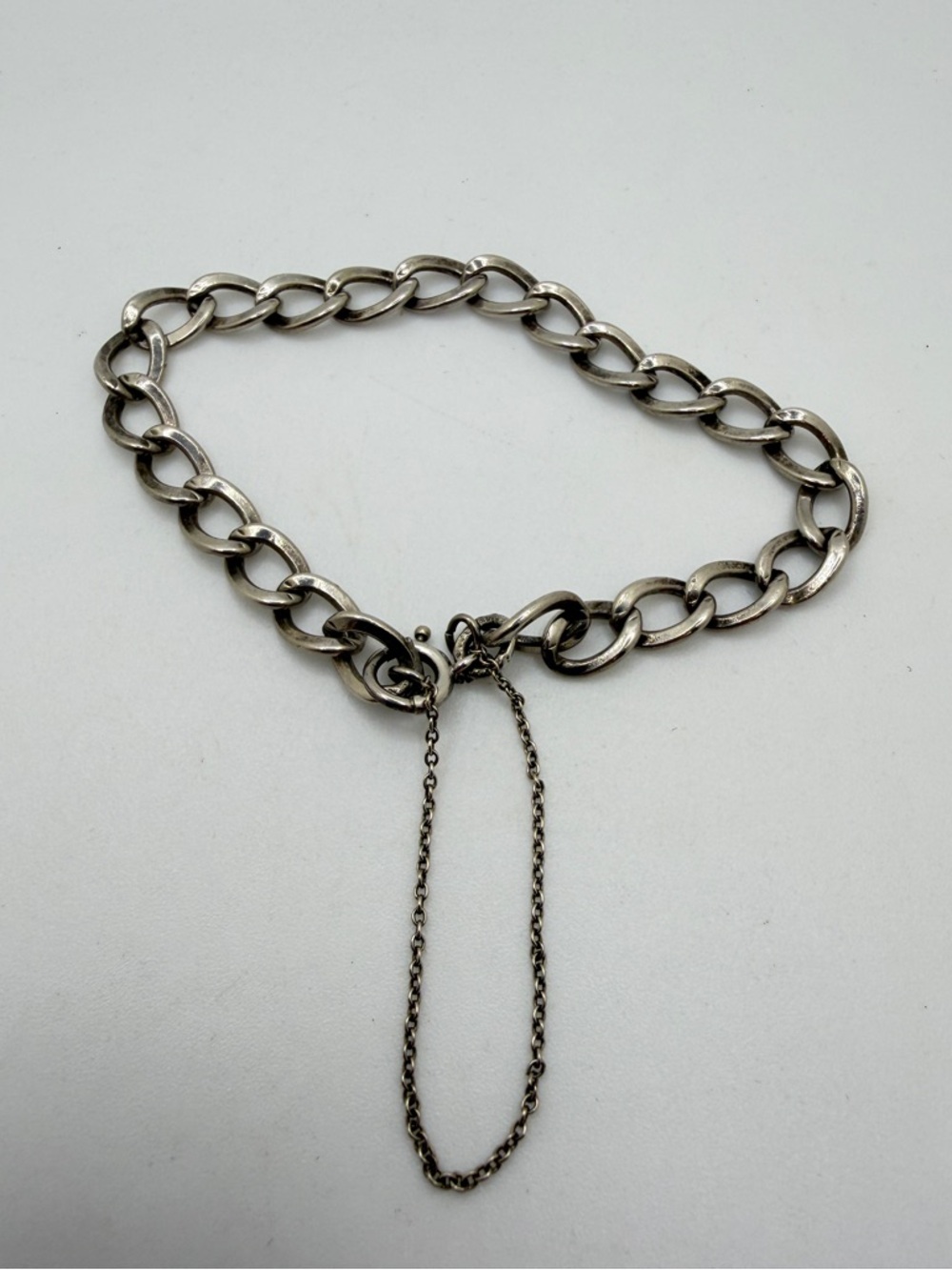 Vintage ~7" Sterling Silver "charm" holder bracelet with safety‎ clasp!